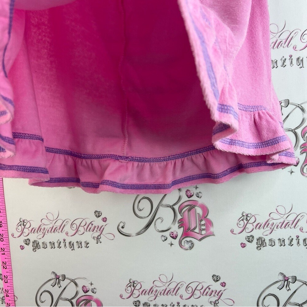 Sugar Thrillz set 2 piece purple Pink Terry Zip Crop Top & Skirt Set mini skirt - Picture 12 of 16